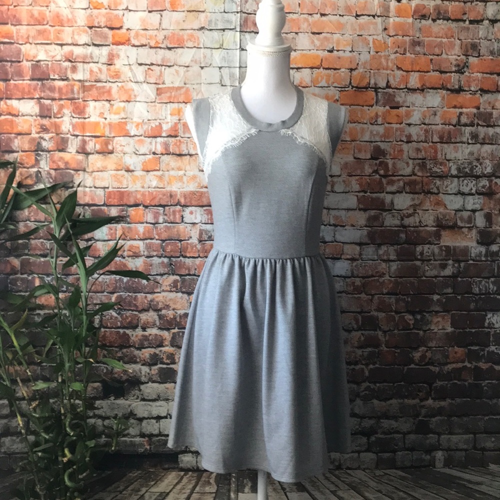 Monteau/Anthropologie Grey Mini Dress with Lace